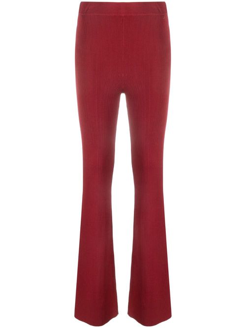 Ribbed bootcut trousers - Red