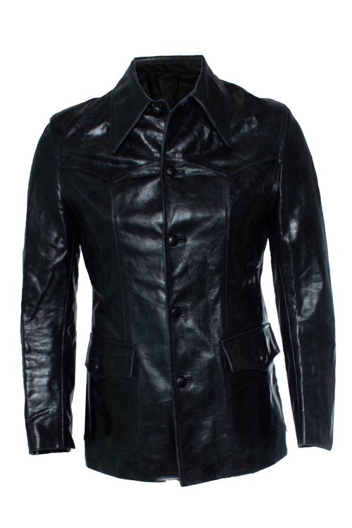 , Black leather distressed jacket