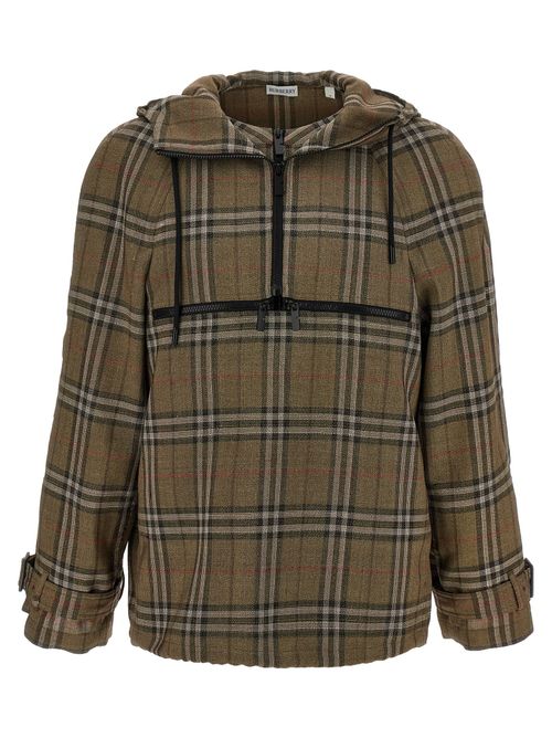 Check Hooded Jacket — Beige