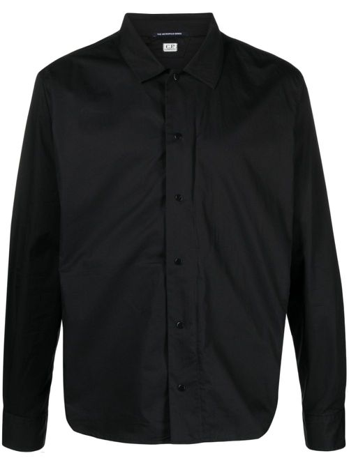 Zipped gabardine shirt - Black