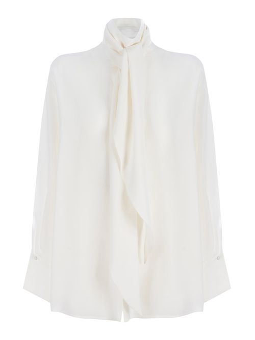 Pussy bow silk blouse