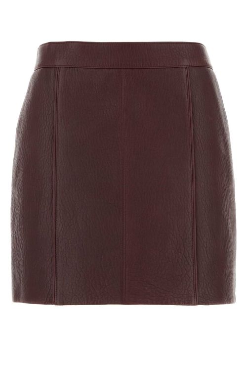 Lamb Leather Skirt — Burgundy