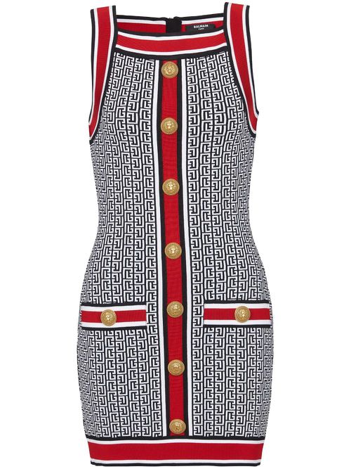 Button-embellished monogram minidress - EJC