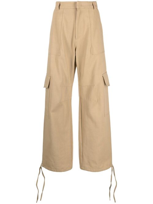 Logo-embroidered cargo palazzo pants - Neutrals