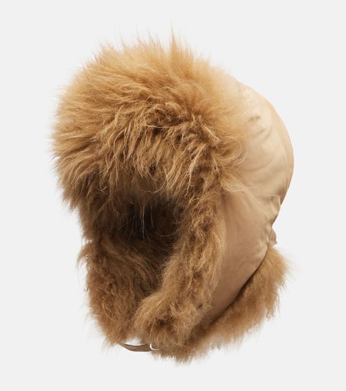 Shearling-trimmed down hat