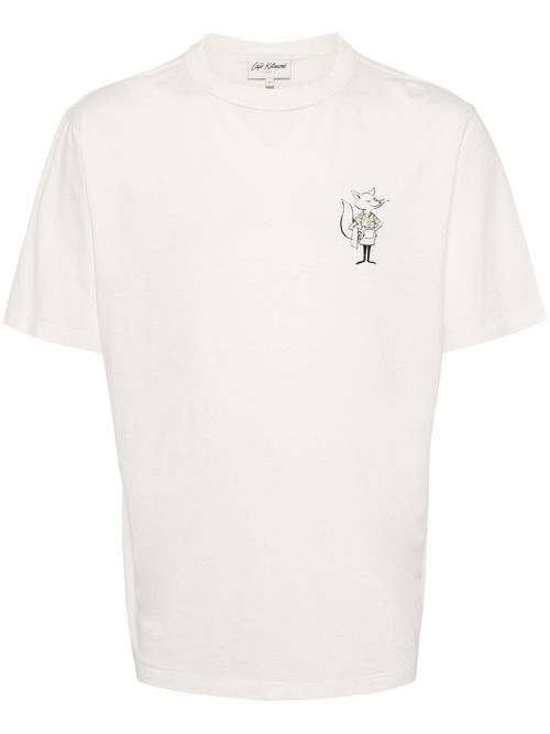 Fox-print cotton T-shirt - White