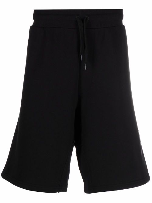 Embroidered-logo jogger shorts - Black