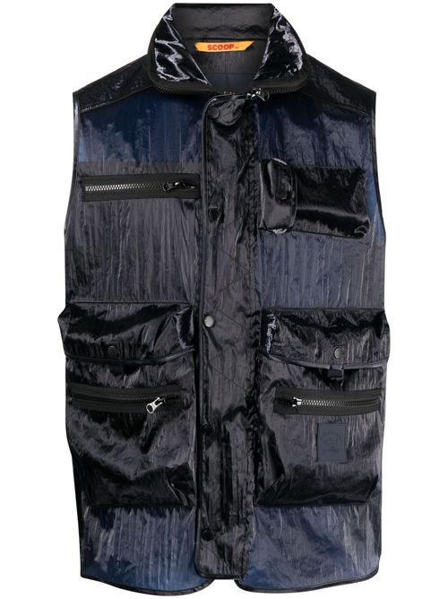 Multi-pocket design gilet - Blue