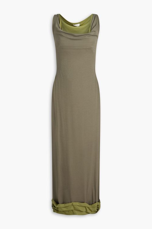 Draped cupro-blend jersey midi dress - Green - FR 38