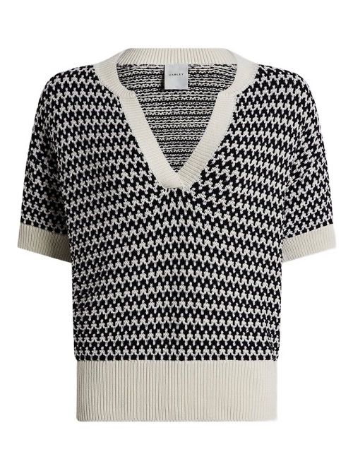 Patterned v-neck top - White