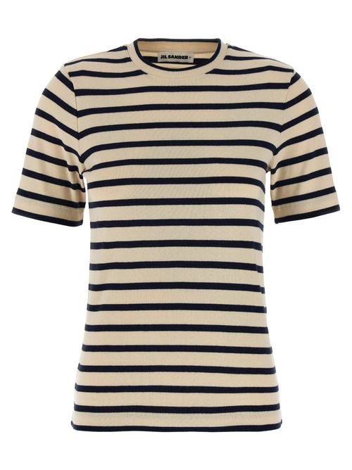 Striped Cotton T-Shirt — Beige