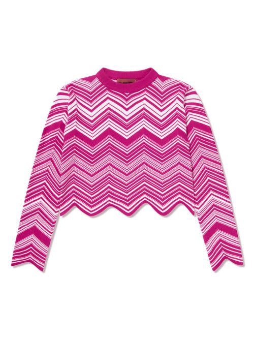 Knitted zigzag cropped jumper - Pink