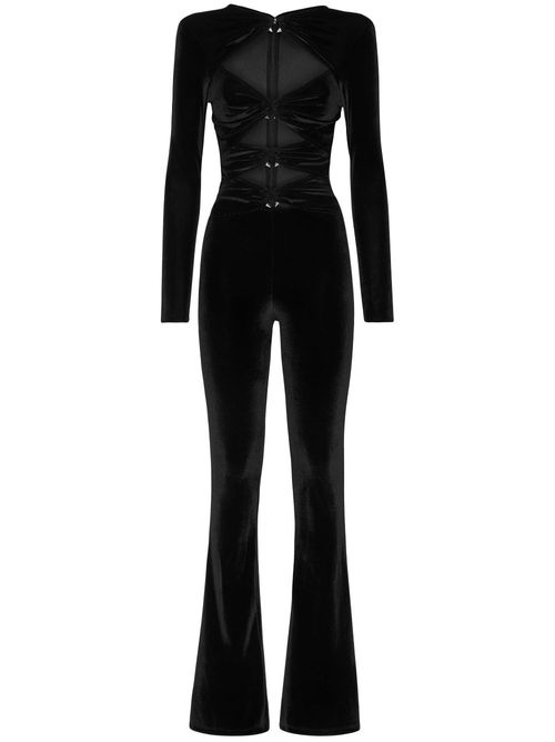 Cut-out velvet jumpsuit - Black