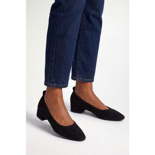 Wallis Womens Layla Faux Suede Elasticated Back Low Block Heel Ballet Pumps - Black