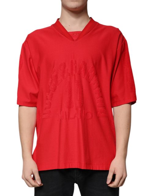Logo-Embroidered Cotton T-Shirt — Red