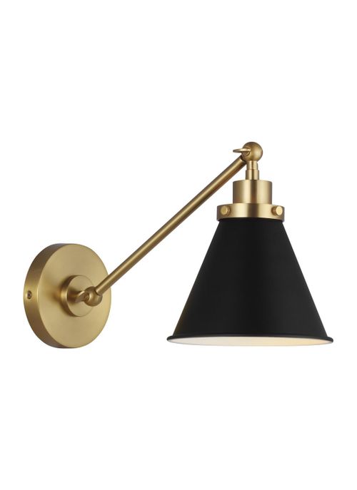 Visual Comfort Studio Wellfleet Wall Sconce in Midnight Black And Burnished Brass by Chapman & Myer