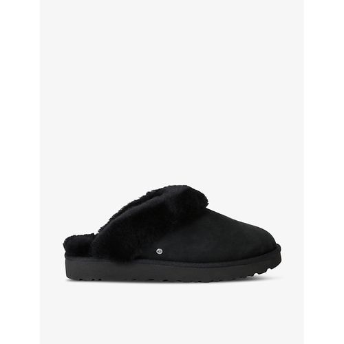 Womens Black Classic Ii Branded Suede Slippers