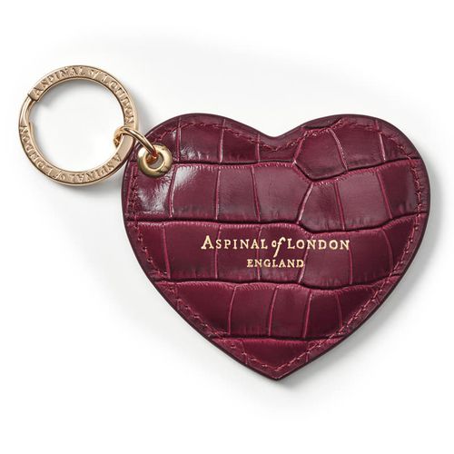 Heart Key Ring in Deep Shine Dark Red Croc