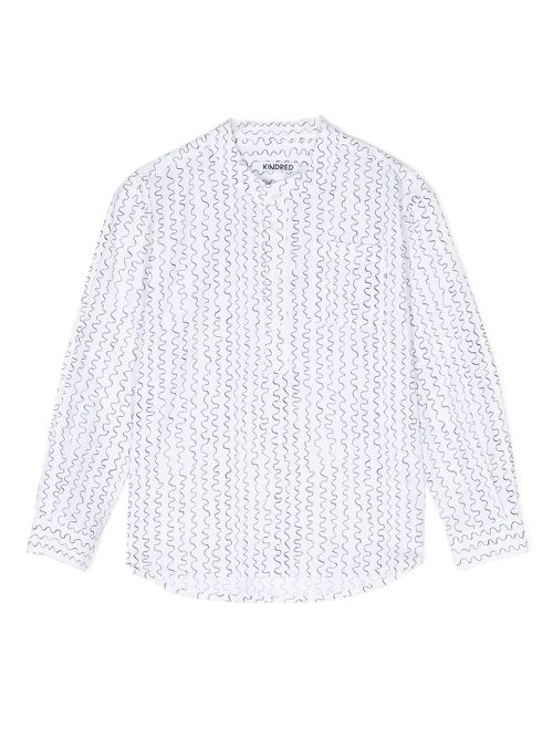 Wave-print long-sleeve shirt - White