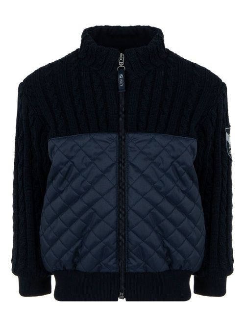 Logo-patch padded jacket - Blue