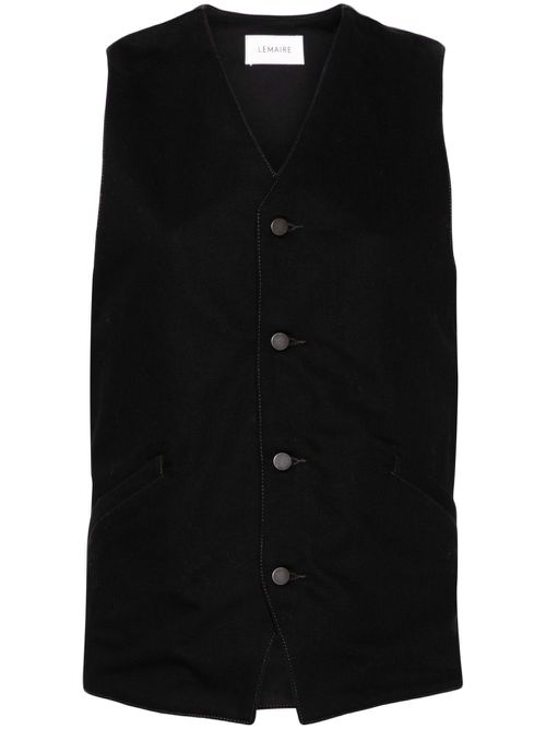 Button-up canvas gilet - Black