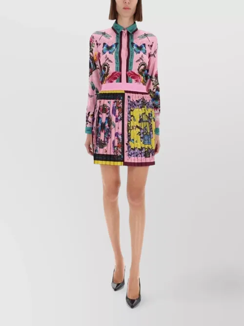 Versace Jeans Couture - floral graphic long sleeve collared top