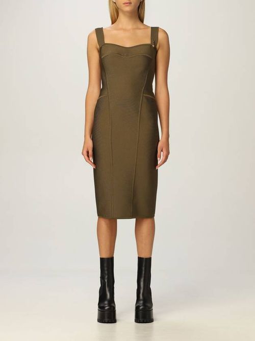 Safety pin-detail midi dress - Green