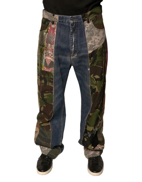 Patchwork Denim Jeans — Blue