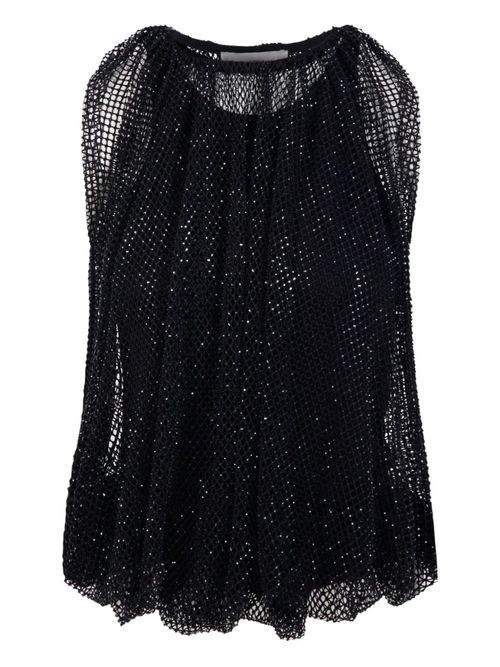 Black Embellished Round Neck Top