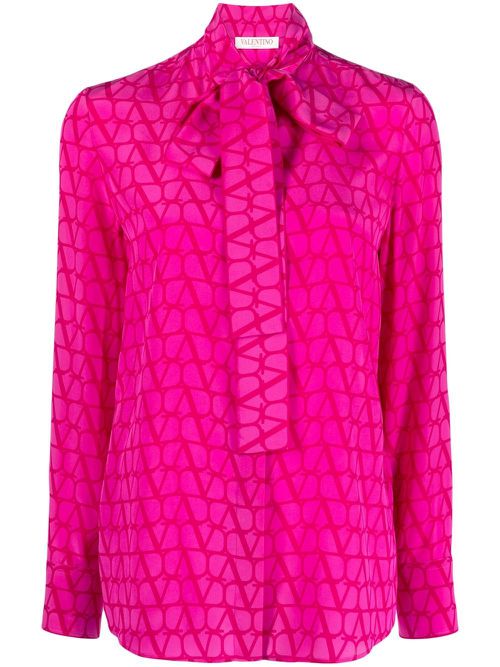 VLogo Signature silk blouse - Pink