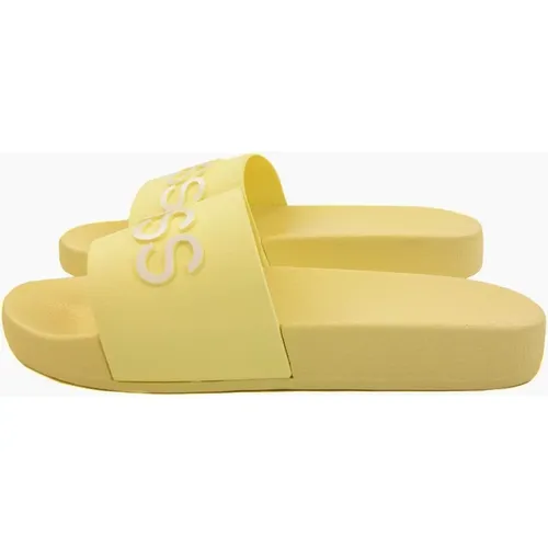 Hugo Boss Kids Embossed Logo Sliders Yellow