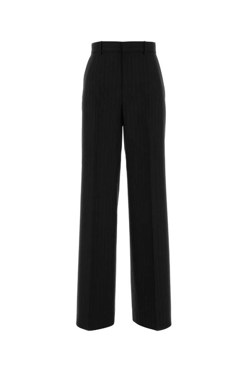 Striped Wool Trousers — Black