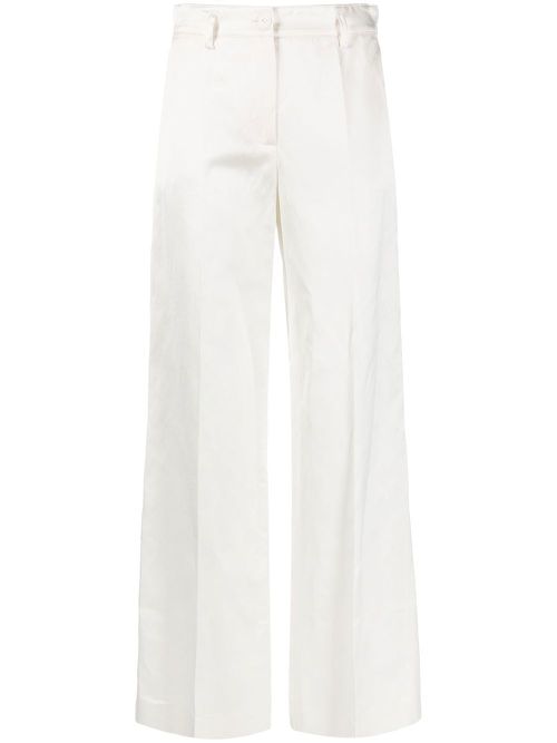 Satin wide-leg trousers - White