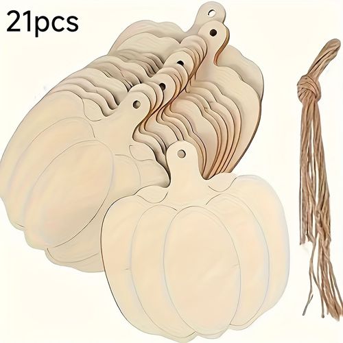 TEMU 21pcs Wooden Pumpkin Decorations - Traditional Style, Artificial Wood, Ideal For Thanksgiving & Halloween Celebrations, Festive Fa