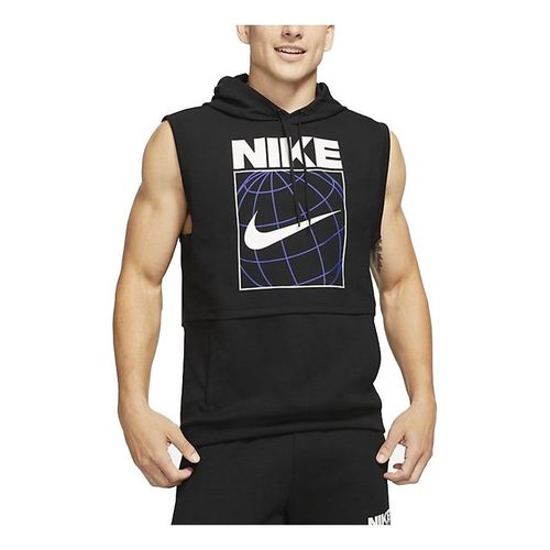 Sleeveless Sports Pullover hoodie Vest Black