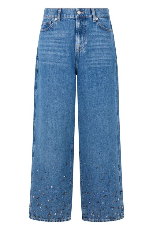 Tailorless Slouchy Fit Rhinestone-Trim Jeans