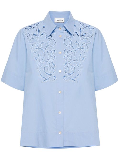 Guipure-lace cotton shirt - Blue