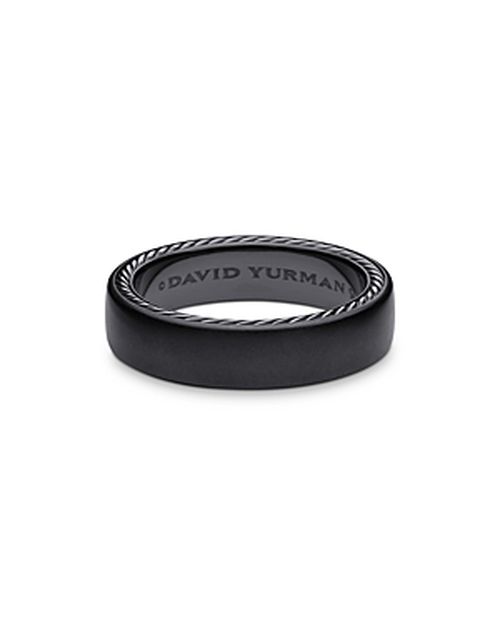 Men's Streamline Black Titanium & Sterling Silver Band Ring