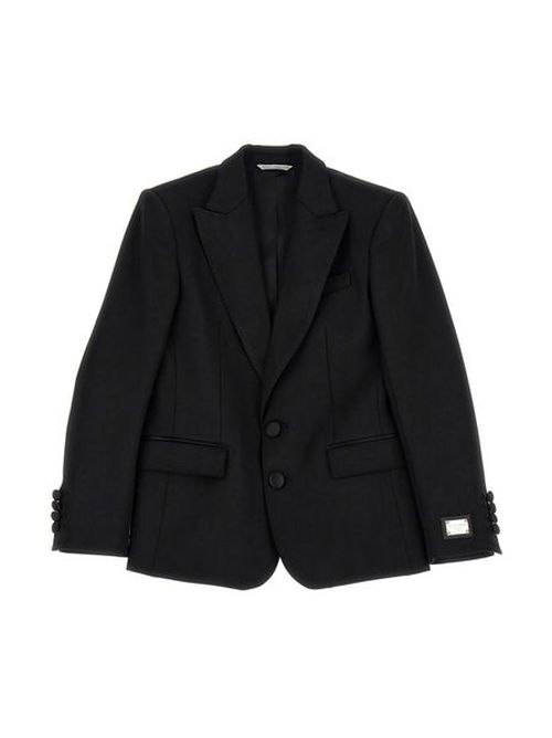 Dolce & Gabbana Einreihiger Blazer mit Logoplakette für Kinder