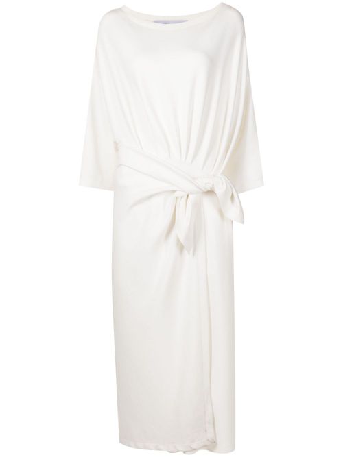 Knot-detail midi dress - White