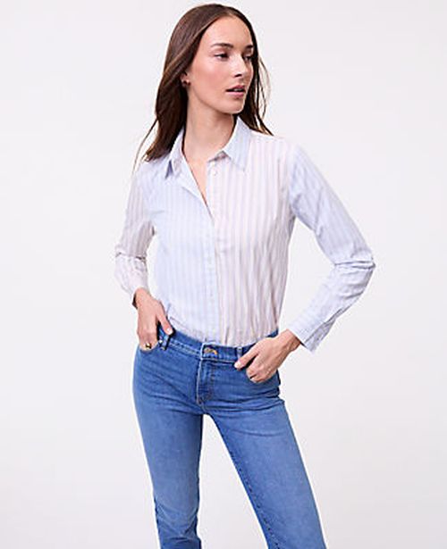 Ann Taylor Weekend Striped Relaxed Perfect Shirt
