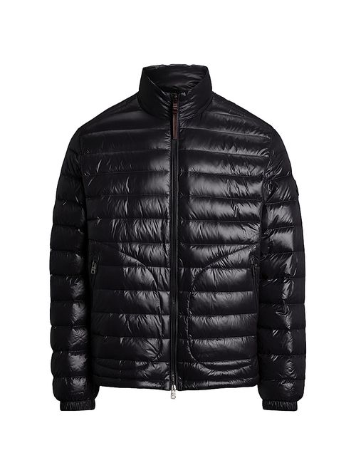 Men's Glossy Quilted Down Zip-Up Jacket - Polo Black Glossy