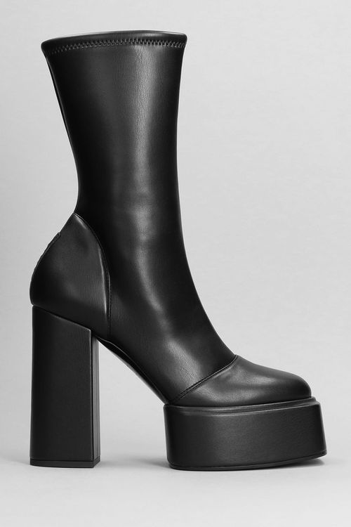 Mila 080 High Heels Ankle Boots In Black Leather