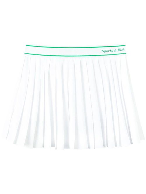 Logo-waistband pleated mini skirt - White