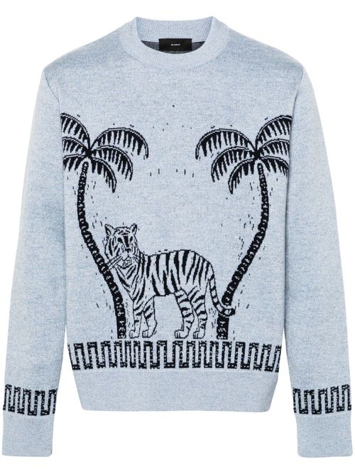 Wood Block patterned-jacquard jumper - Blue