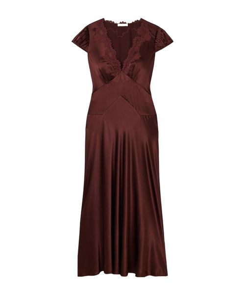 Coraline corded lace-trimmed silk-satin maxi dress