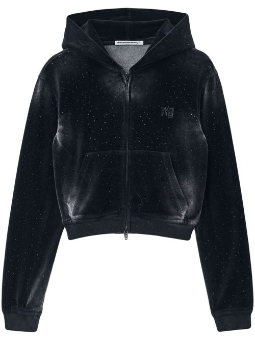 Clear bead hotfix hoodie - Grey