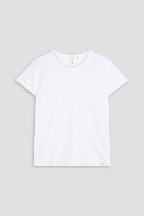 Ombre studded cotton-jersey T-shirt - White - XXS