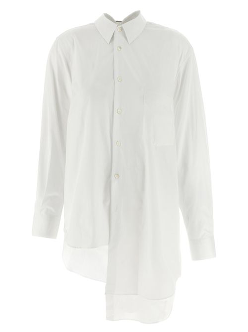 Cotton Poplin with Asymmetrical Hem Blouse — White