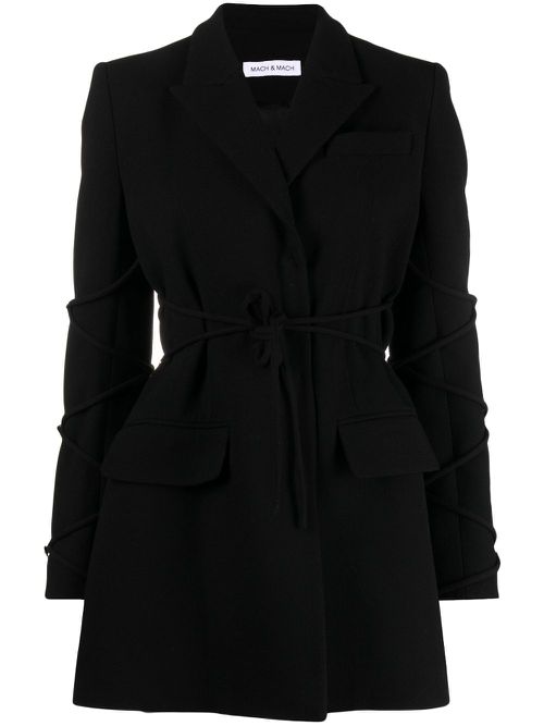 Crystal-embellished belted blazer dress - Black